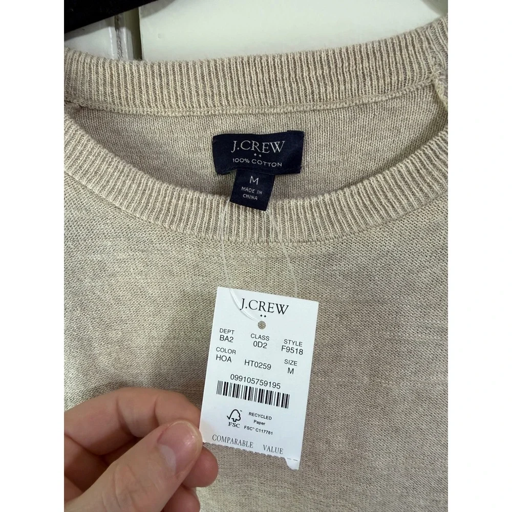 J. Crew Womens Raglan Basic Crewneck Sweater Oatmeal Earthy Beige Granola Size M